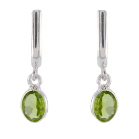 Riyo Aesthetic Sterling Silver Earring For Femme Peridot Earring Bezel Setting Green Earring Stud Earring