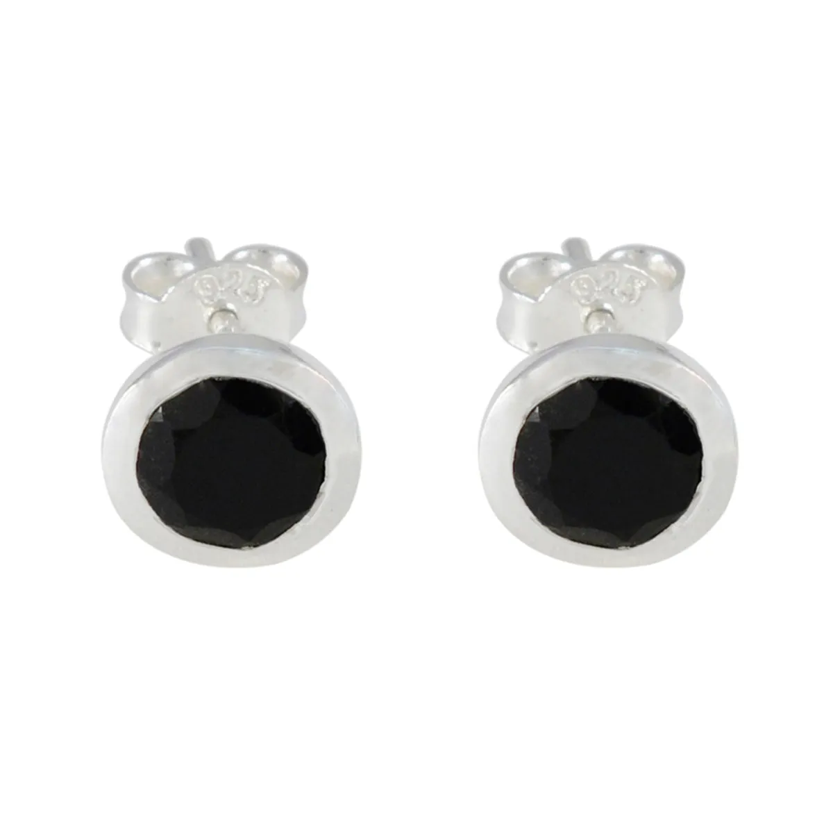 Riyo Alluring 925 Sterling Silver Earring For Female Black Onyx Earring Bezel Setting Black Earring Stud Earring