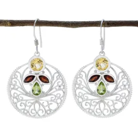 Riyo Appealing 925 Sterling Silver Earring For Women Multi Earring Bezel Setting Multi Earring Dangle Earring