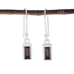 Riyo Beguiling 925 Sterling Silver Earring For Femme Smoky Quartz Earring Bezel Setting Brown Earring Dangle Earring