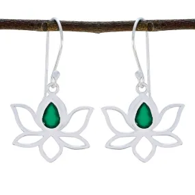 Riyo Beguiling 925 Sterling Silver Earring For Girl Indian Emerald Earring Bezel Setting Green Earring Dangle Earring