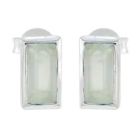 Riyo Charming 925 Sterling Silver Earring For Demoiselle Prehnite Earring Bezel Setting Green Earring Stud Earring