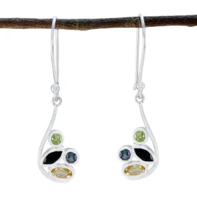 Riyo Charming Sterling Silver Earring For Female Multi Earring Bezel Setting Multi Earring Dangle Earring