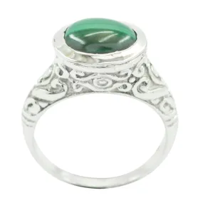 Riyo Classy Gemstone Malachite Solid Silver Rings Wire Wrap Jewelry