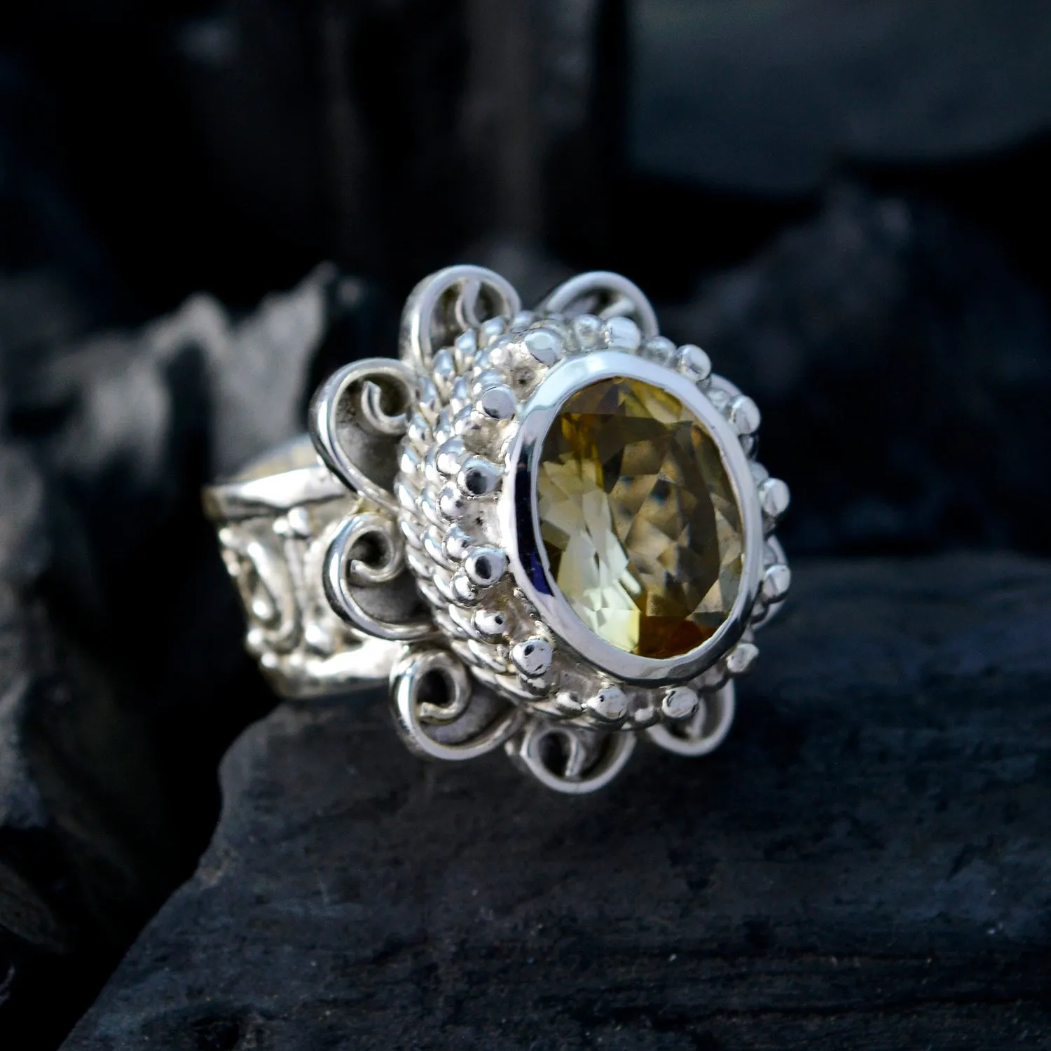 Riyo Delicate Gemstone Citrine Sterling Silver Rings Simon G Jewelry