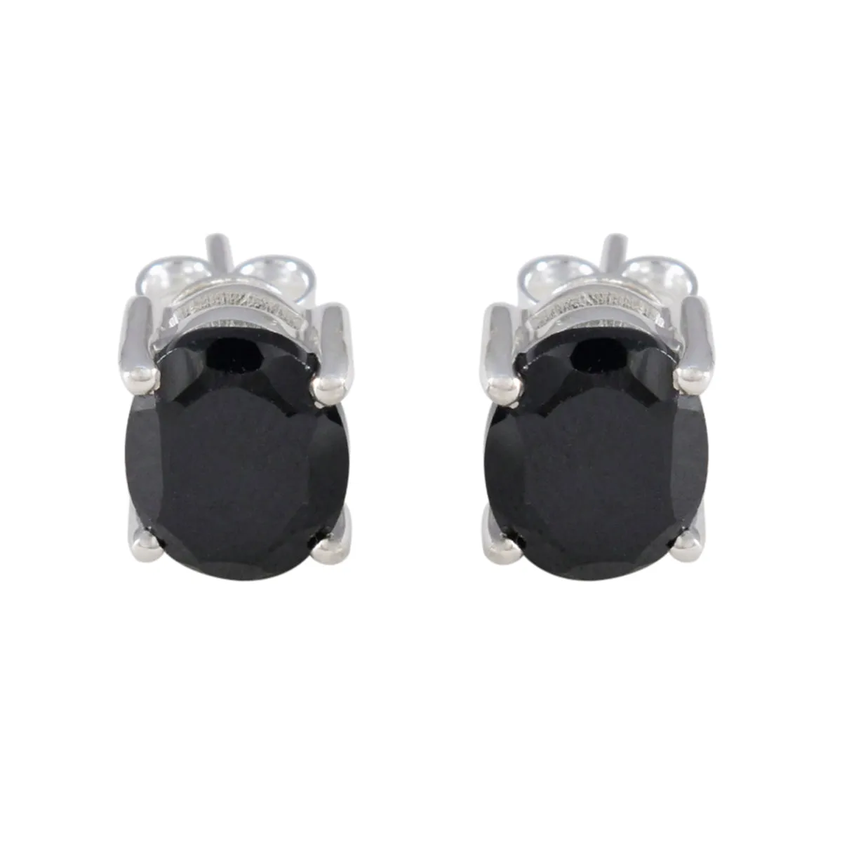 Riyo Delightful 925 Sterling Silver Earring For Wife Black Onyx Earring Bezel Setting Black Earring Stud Earring