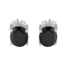 Riyo Delightful 925 Sterling Silver Earring For Wife Black Onyx Earring Bezel Setting Black Earring Stud Earring