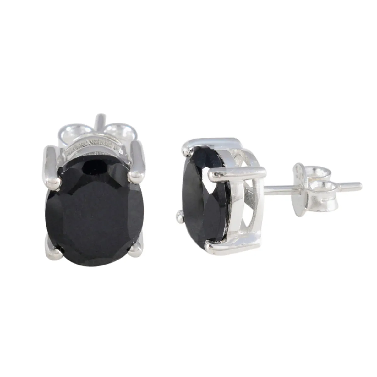 Riyo Delightful 925 Sterling Silver Earring For Wife Black Onyx Earring Bezel Setting Black Earring Stud Earring