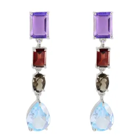 Riyo Drop-Dead Gorgeous 925 Sterling Silver Earring For Sister Multi Earring Bezel Setting Multi Earring Stud Earring