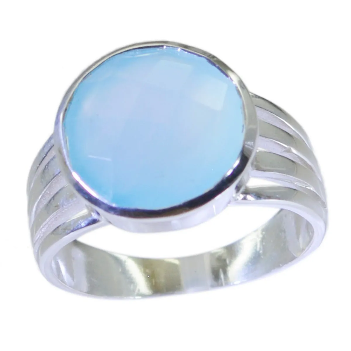 Riyo Flawless Stone Chalcedony Sterling Silver Rings Personalized