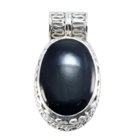 Riyo Genuine Gems Oval Cabochon Black Black Onyx Solid Silver Pendants graduation gift