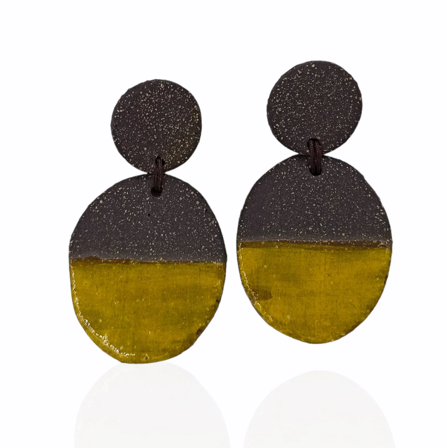 Round Dangle Ceramic Earrings