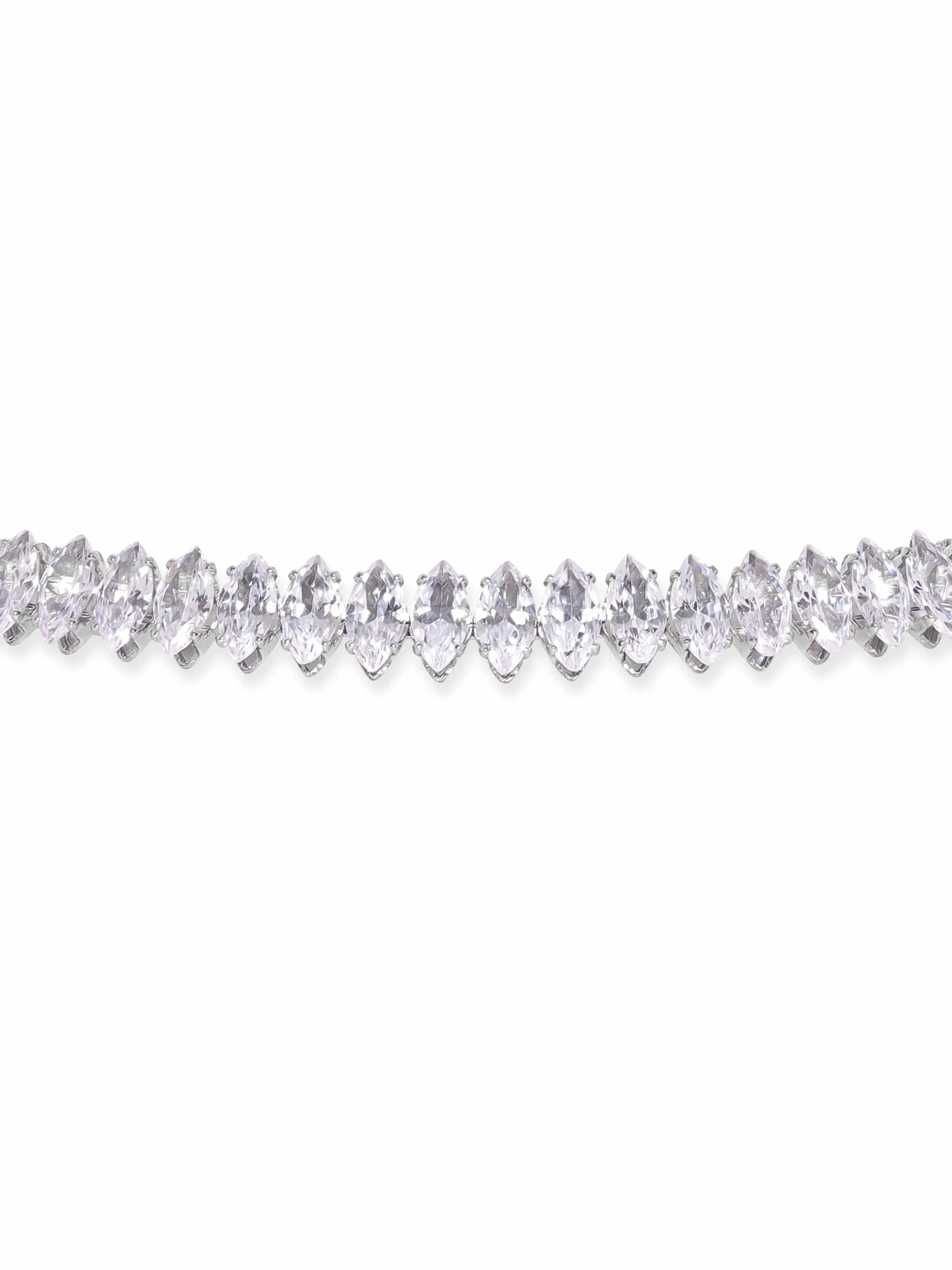 Rubans Rhodium Plated Korean Crystal studded Adjustable Choker necklace