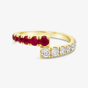 Ruby & Diamond Bypass Ring