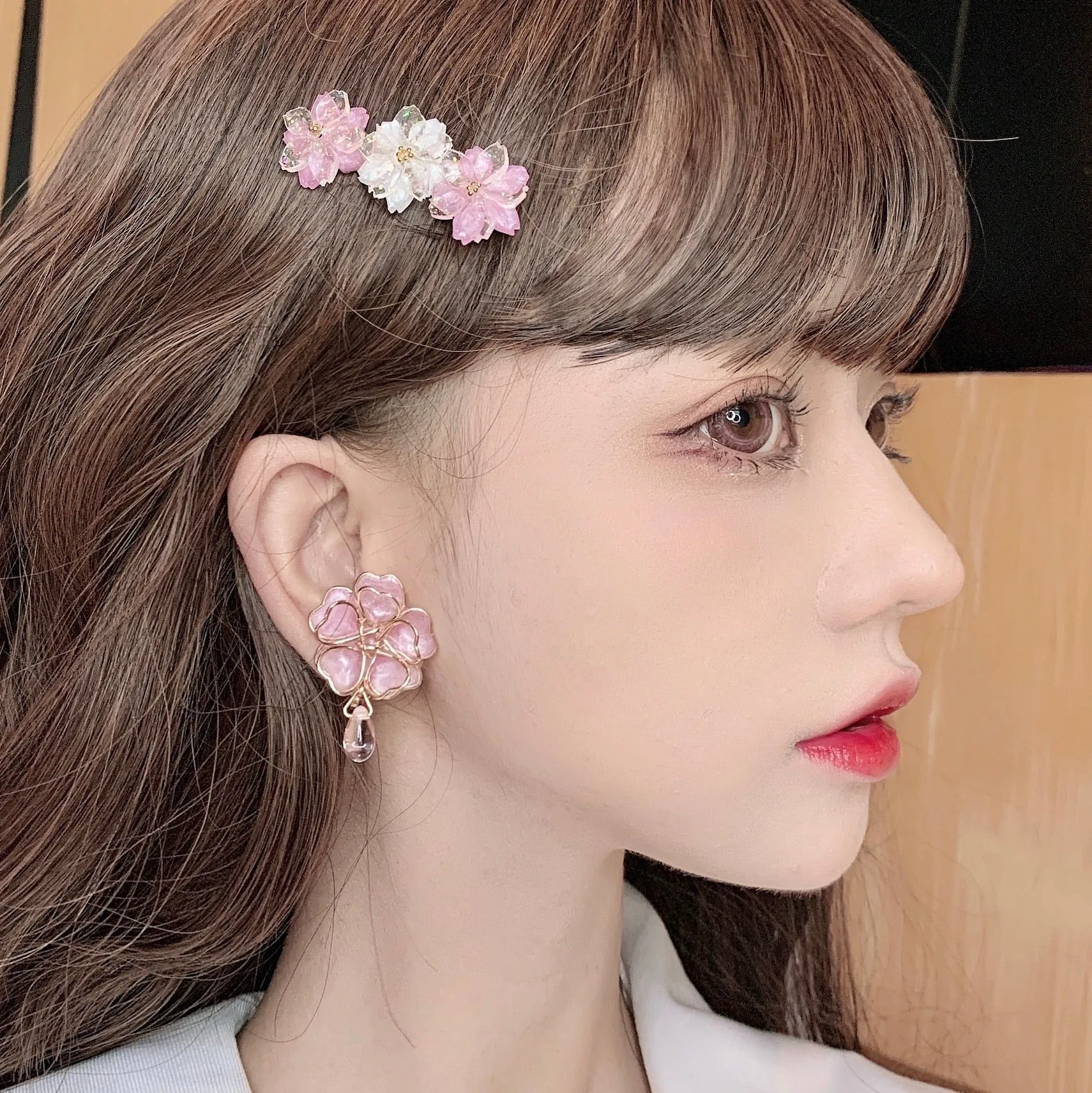 Sakura Rain Fairy Dream Handmade Ring Hairpin Necklace Set