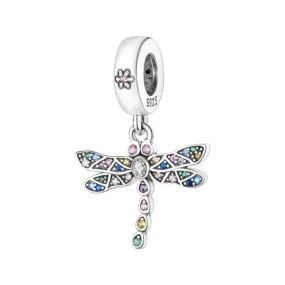 SILVER 925 MULTICOLORED DRAGONFLY PENDANT