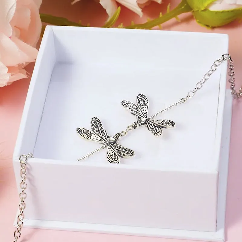 Silver Dragonfly Anklet Sterling Silver Anklet Kissing Dragonflies