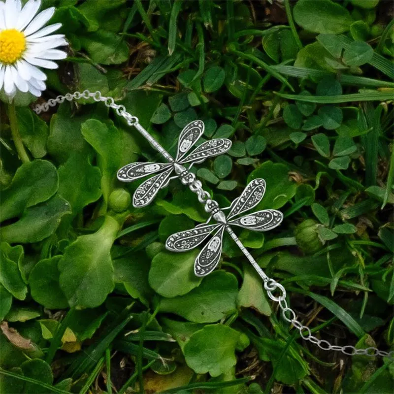 Silver Dragonfly Anklet Sterling Silver Anklet Kissing Dragonflies