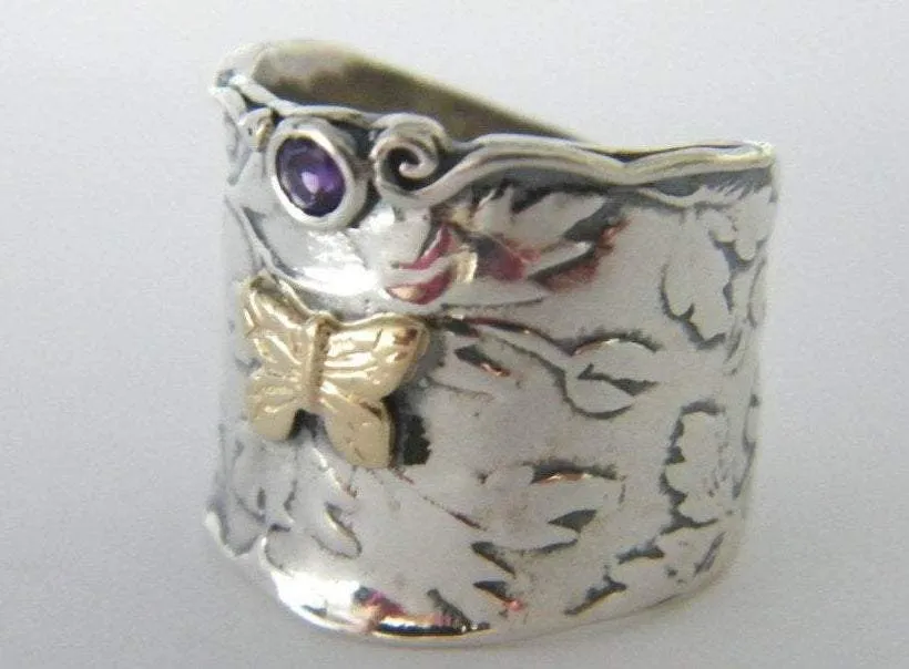 Silver rings for women, Amazing Sterling  silver and 9KT gold ring for woman.