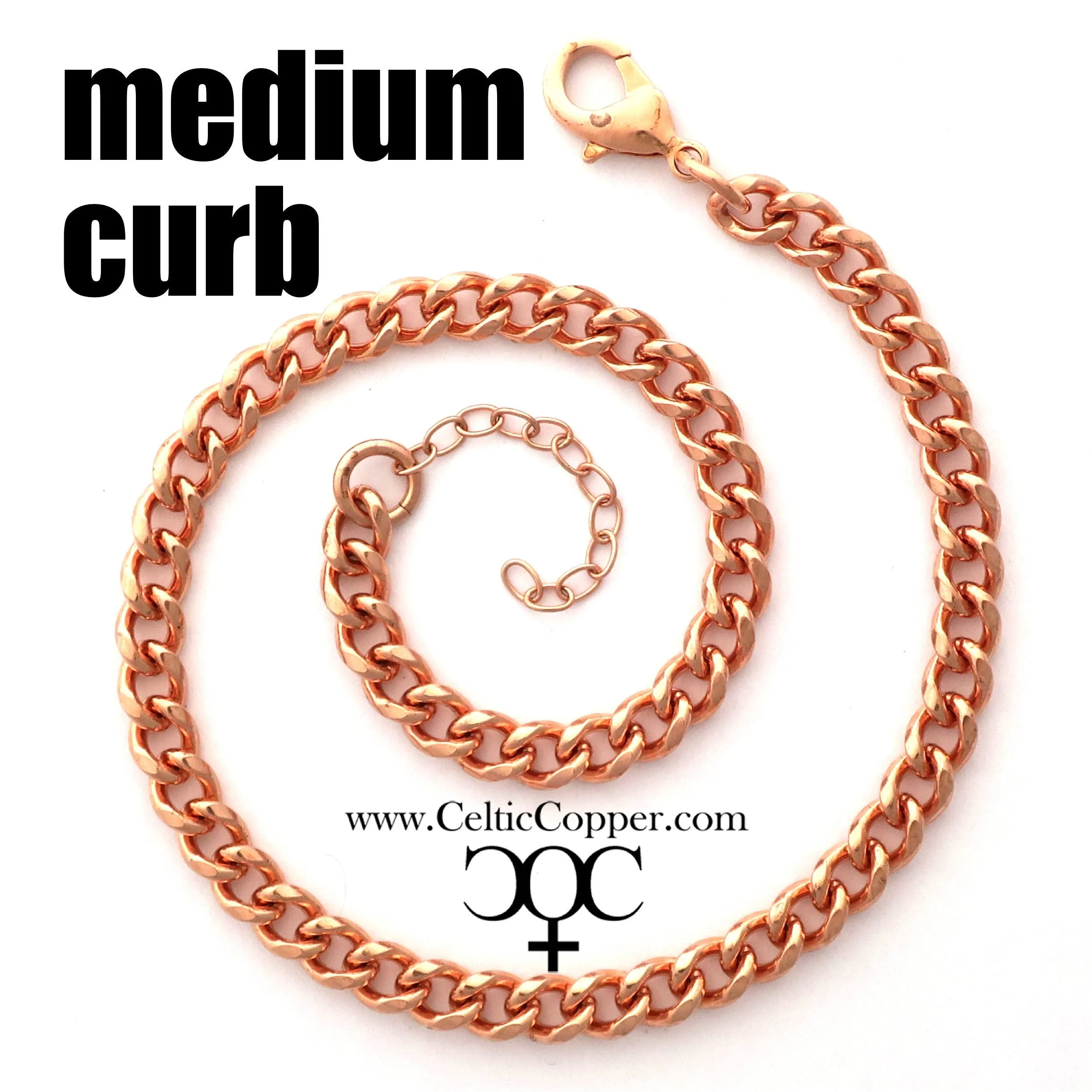 Solid Copper Ankle Bracelet Medium Cuban Curb Chain Anklet AC72 Adjustable Solid Copper Ankle Chain