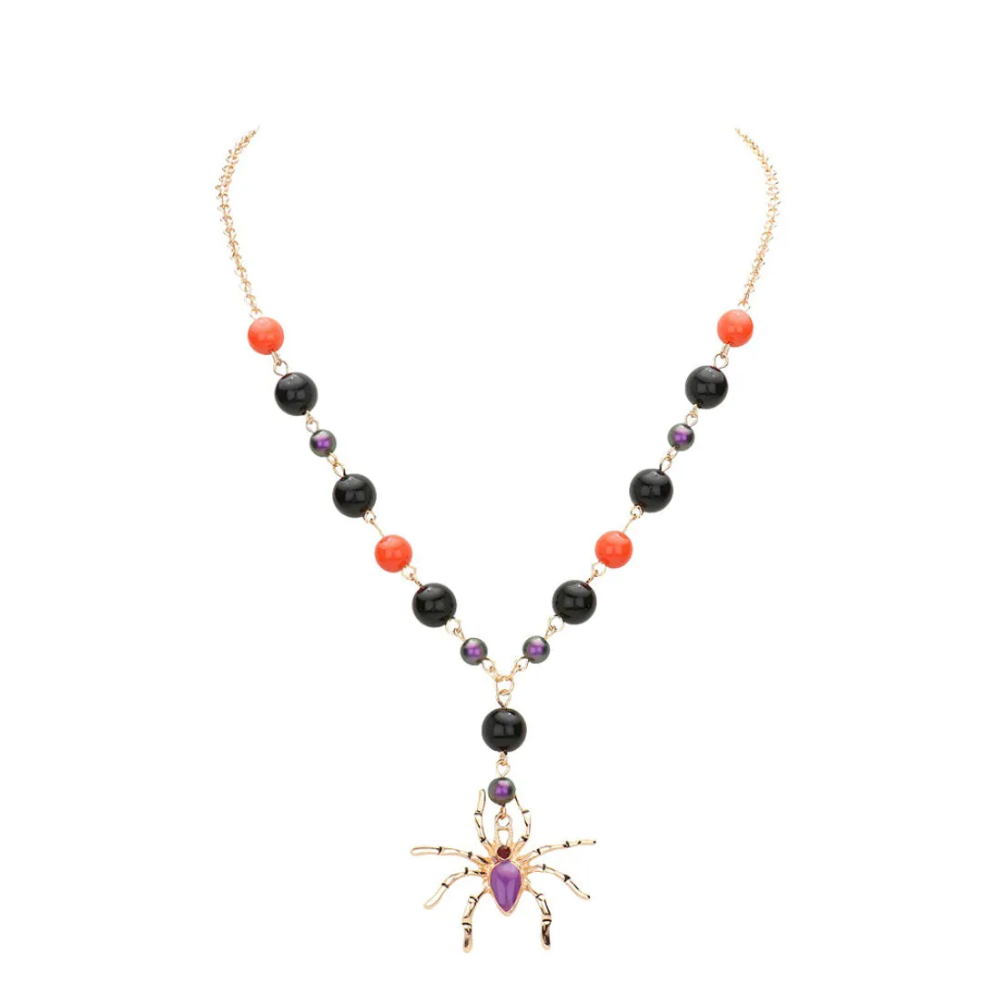 Spider Pendant Beaded Necklace