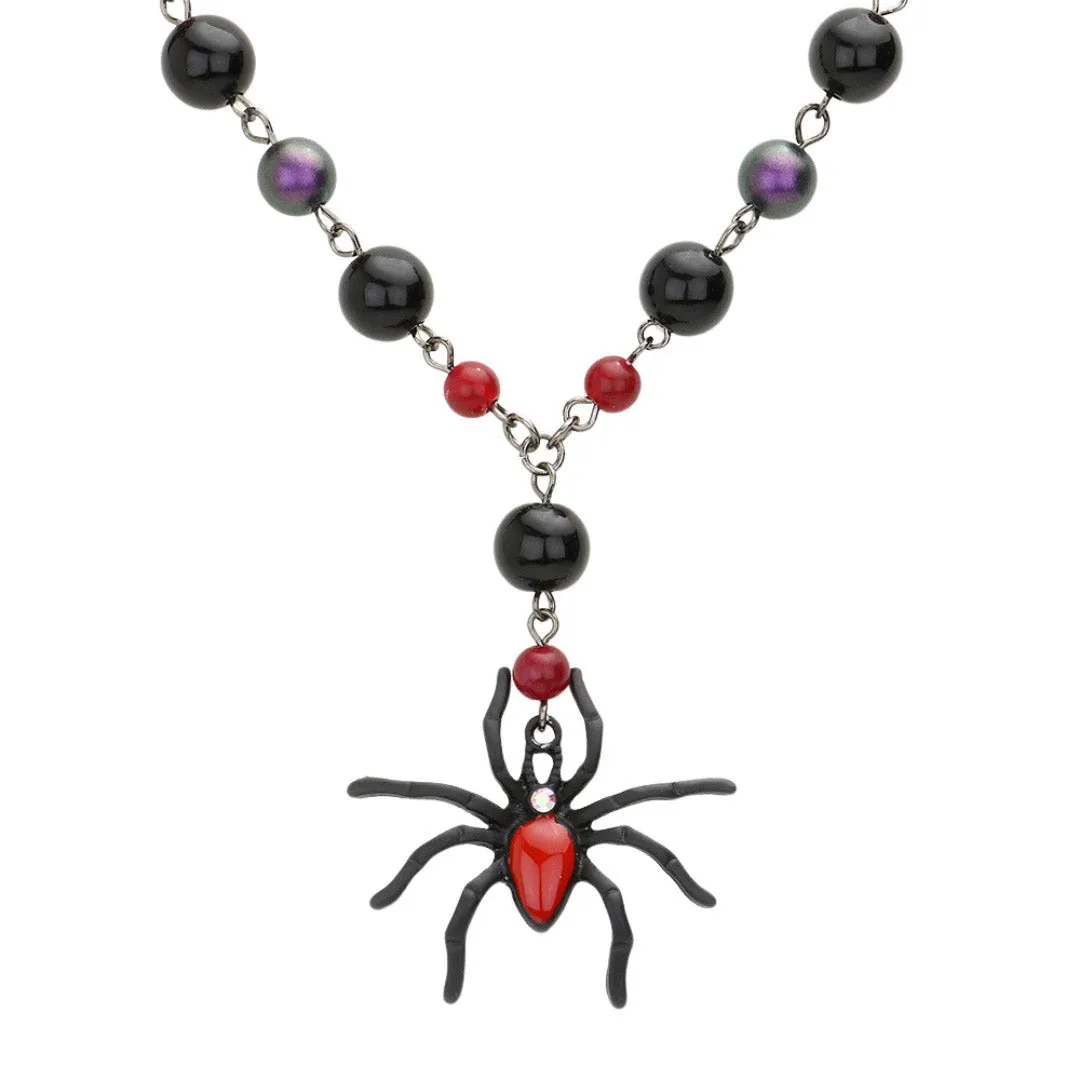 Spider Pendant Beaded Necklace