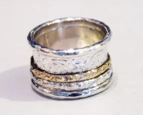 Spinner ring for woman, Meditation Ring. Stackable Silver Gold Rings