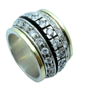 Spinner Ring for Woman set with Gemstones / Zircons.