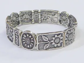 Sterling Silver Flowers Bracelet Designer Jewelry, Bracelets for Woman. Israeli Jewelry.