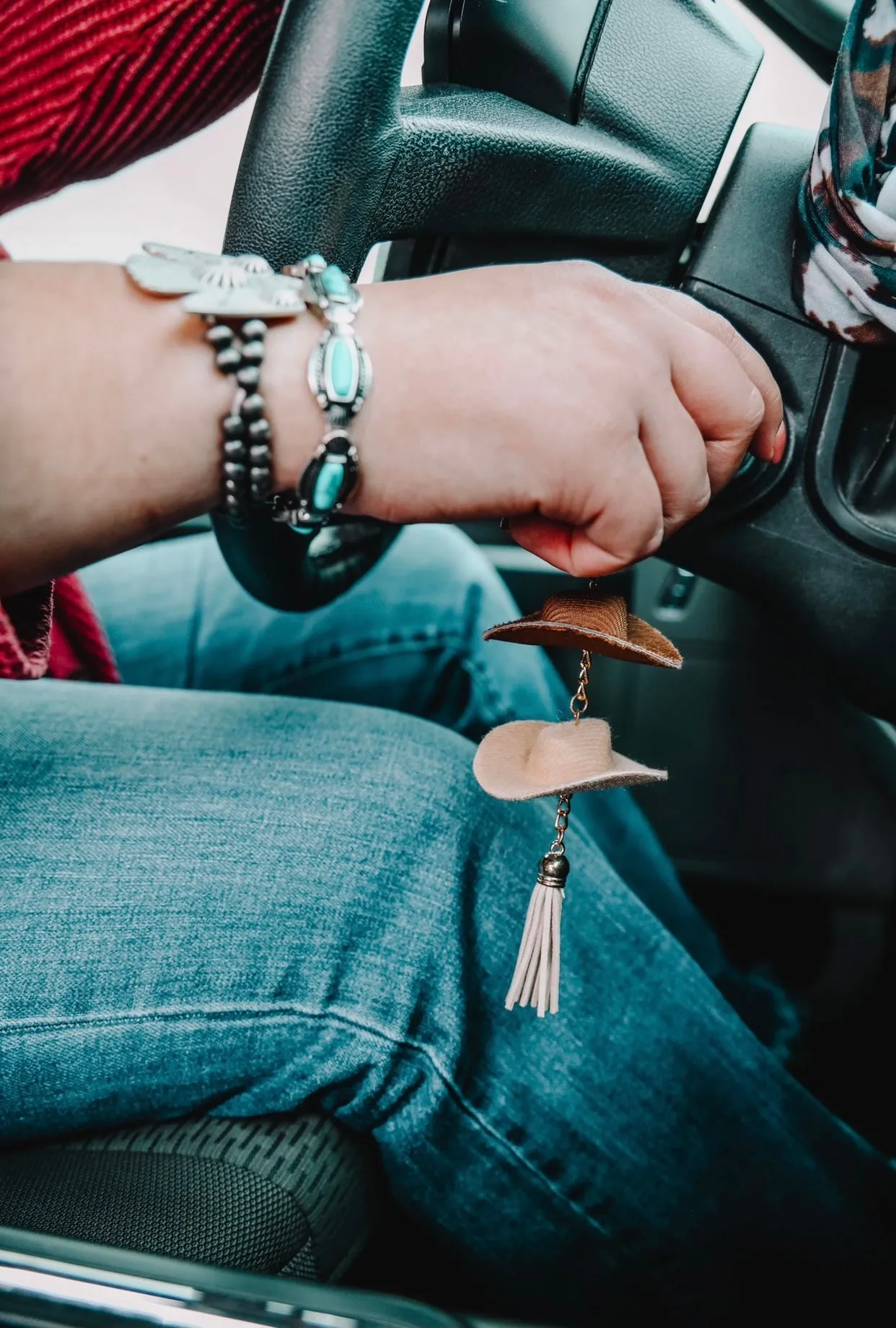 Stone & Brown Cowboy Hat Keychain