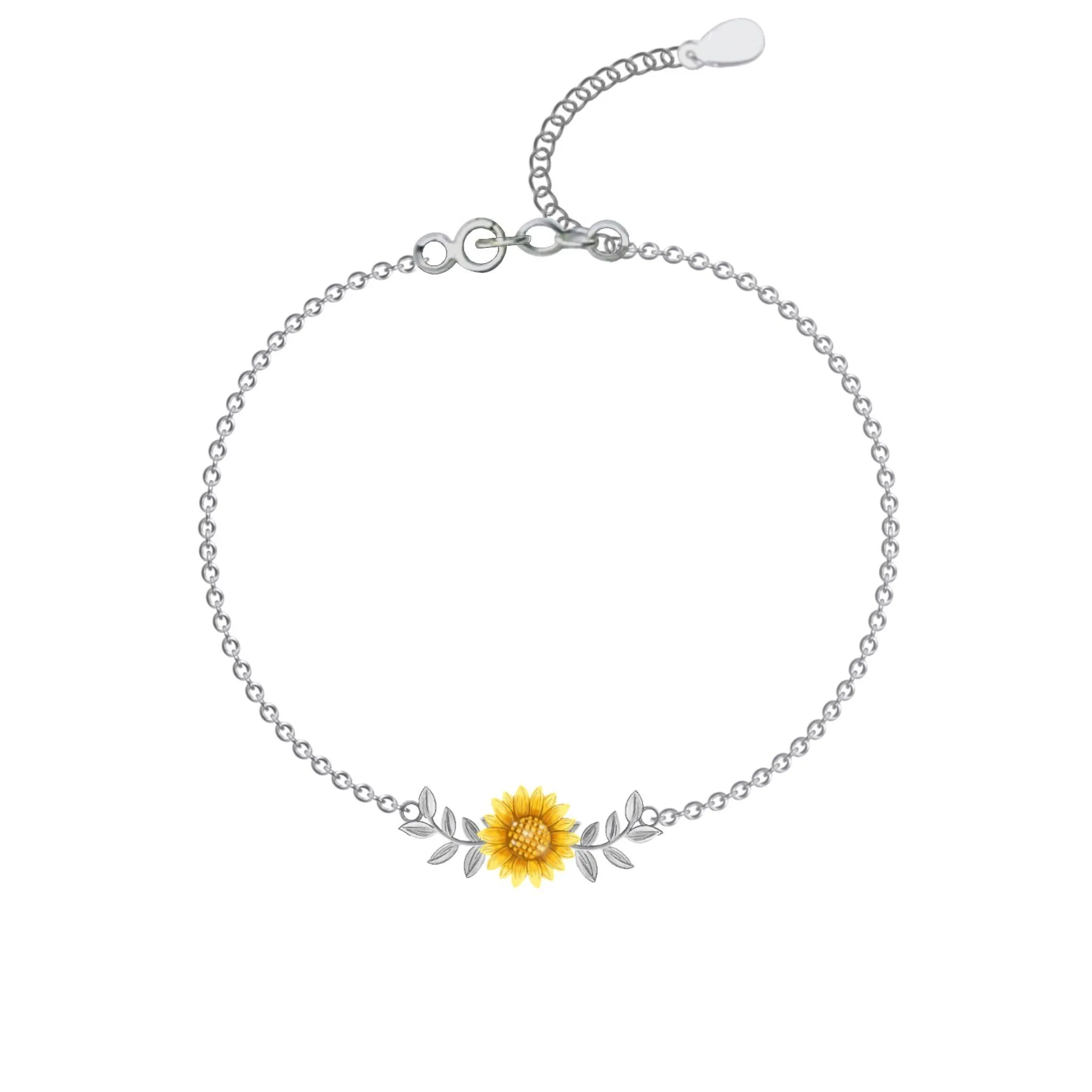 Sunflower Anklet Sterling Silver Good Luck Charm Jewelry S925 Sterling Silver Foot Jewelry