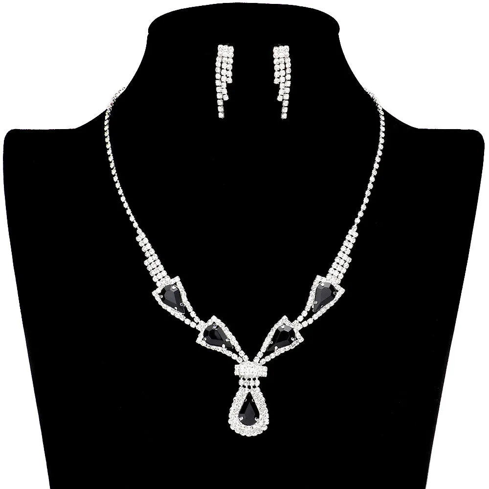 Teardrop Stone Accented Rhinestone Jewelry Set