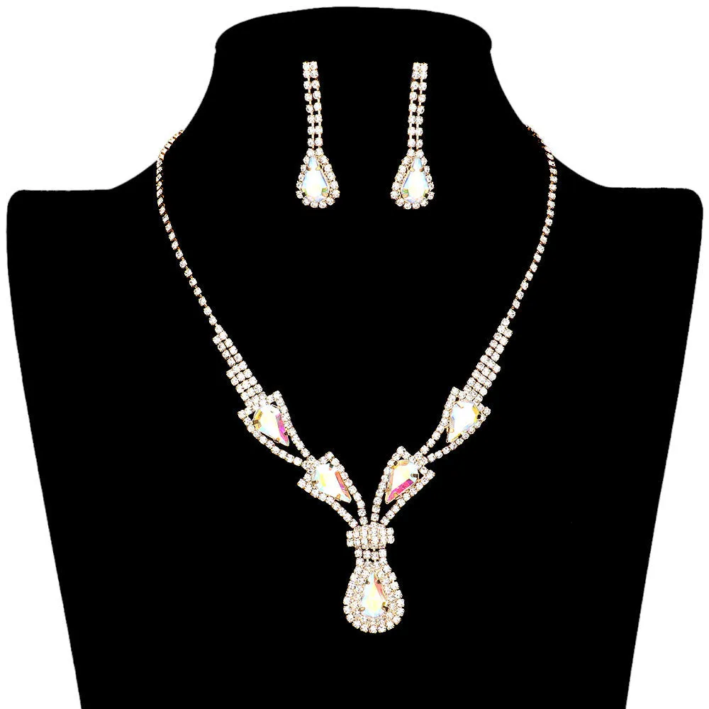 Teardrop Stone Accented Rhinestone Jewelry Set