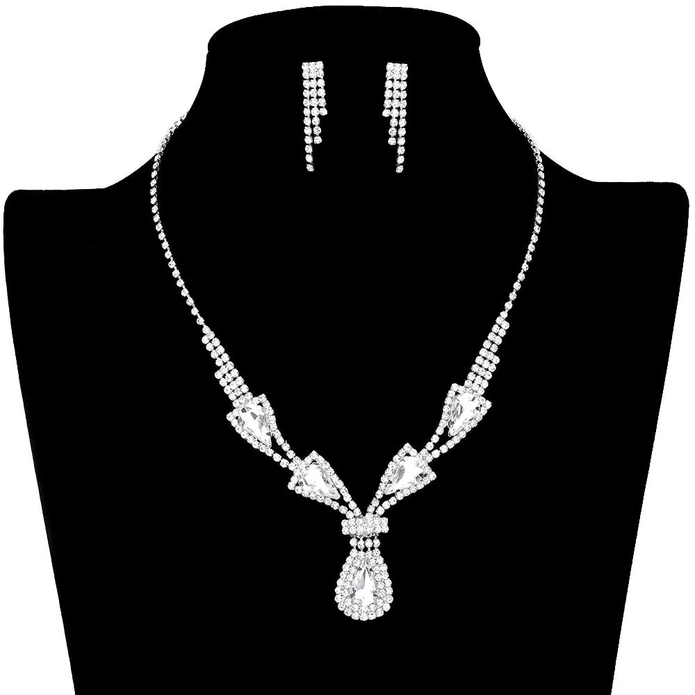 Teardrop Stone Accented Rhinestone Jewelry Set