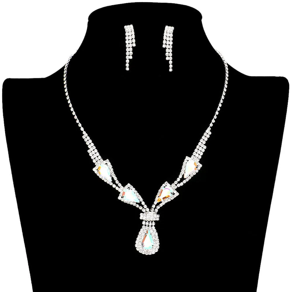 Teardrop Stone Accented Rhinestone Jewelry Set