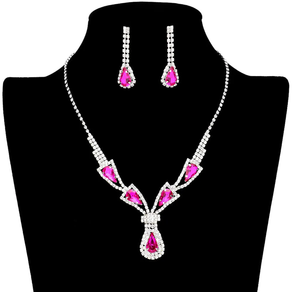 Teardrop Stone Accented Rhinestone Jewelry Set