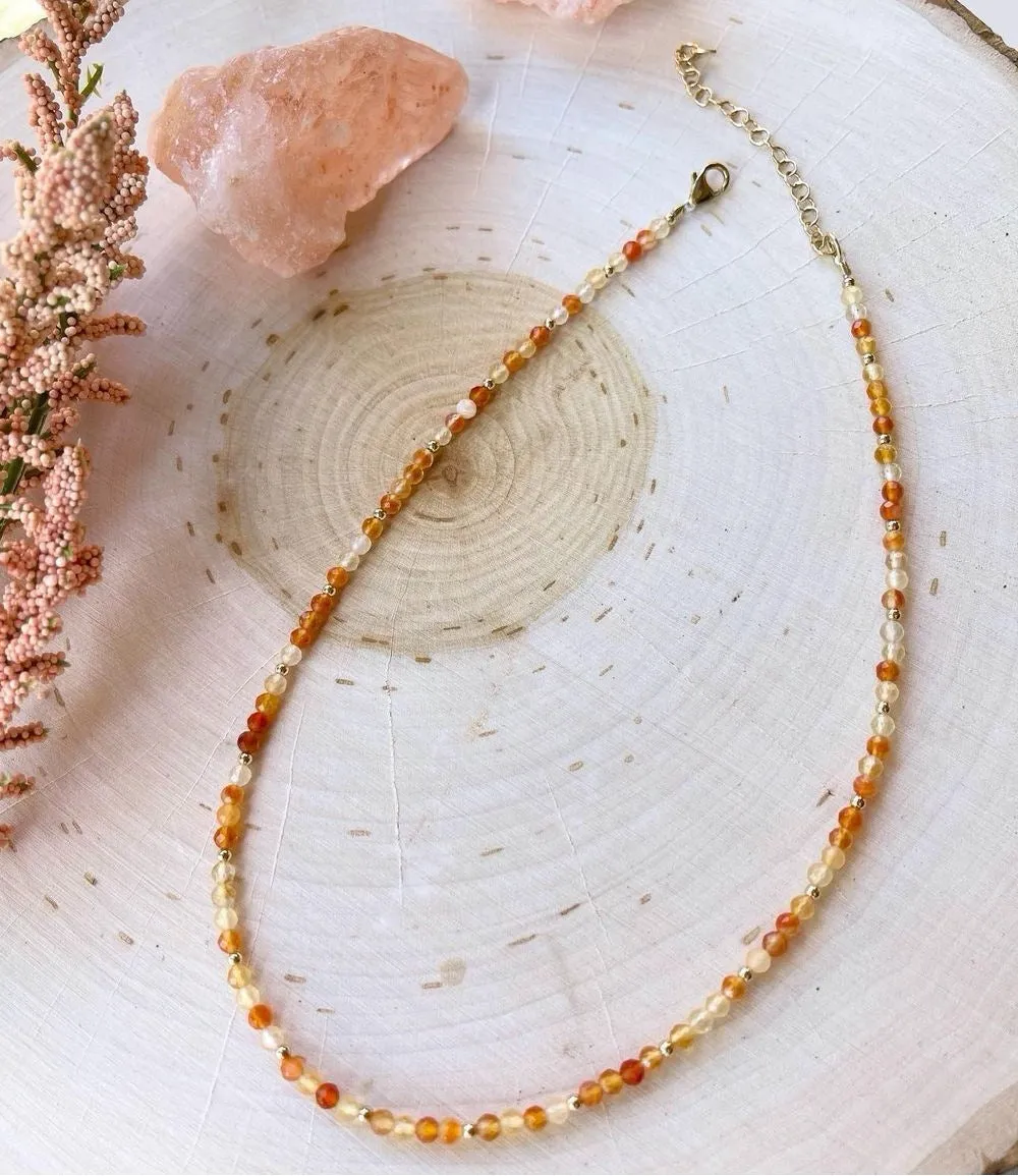 The Peony Carnelian Beaded Necklace