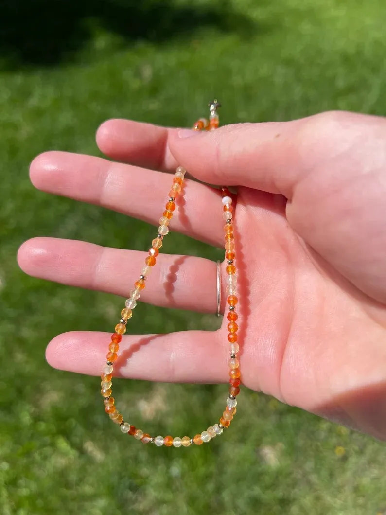 The Peony Carnelian Beaded Necklace