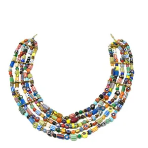 Trade Beads Necklace Five Strand