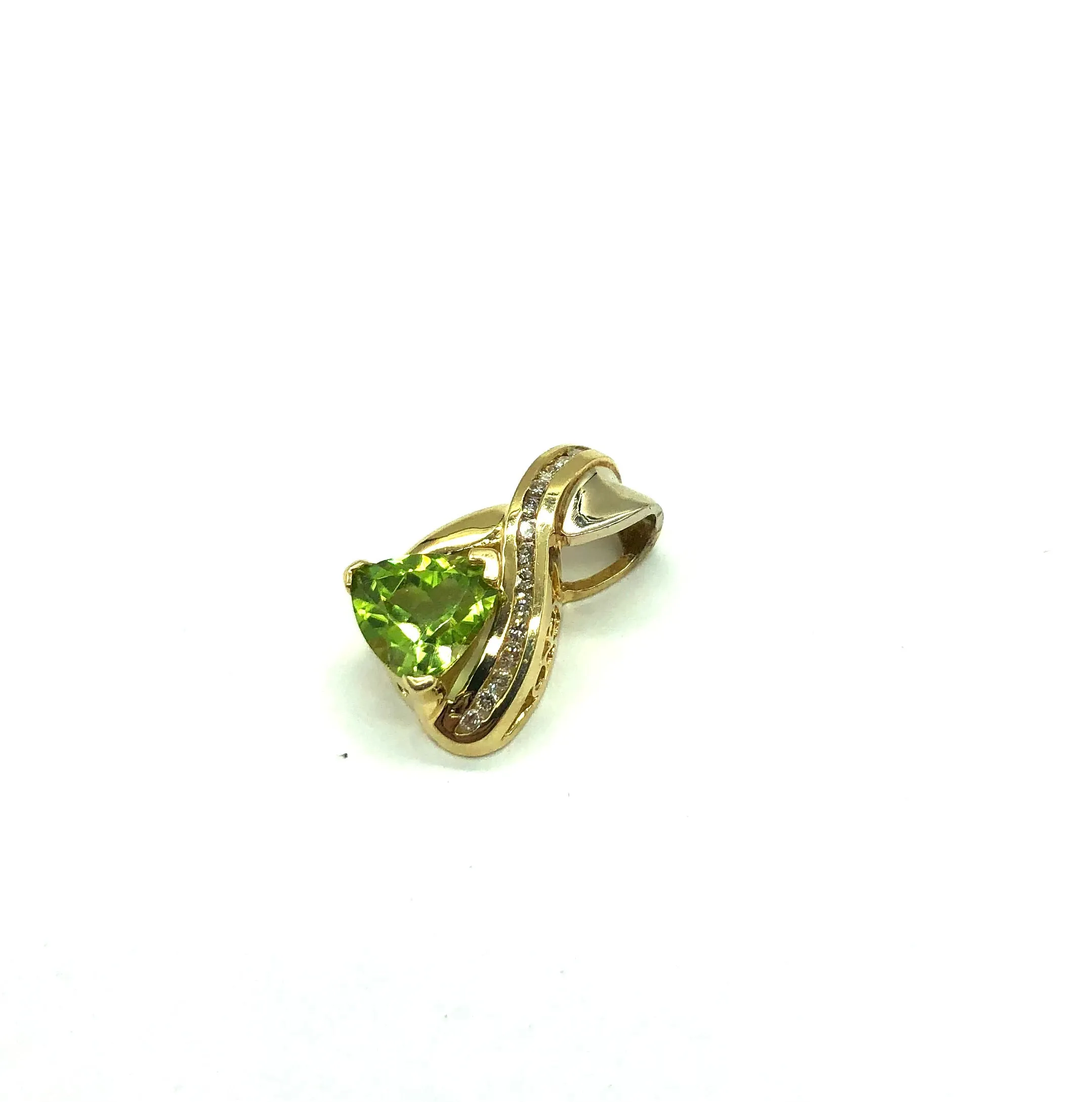 Trillion Peridot and Diamond Pendant