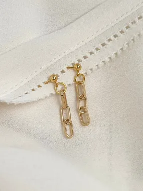 Triple Link Gold Chain Earrings