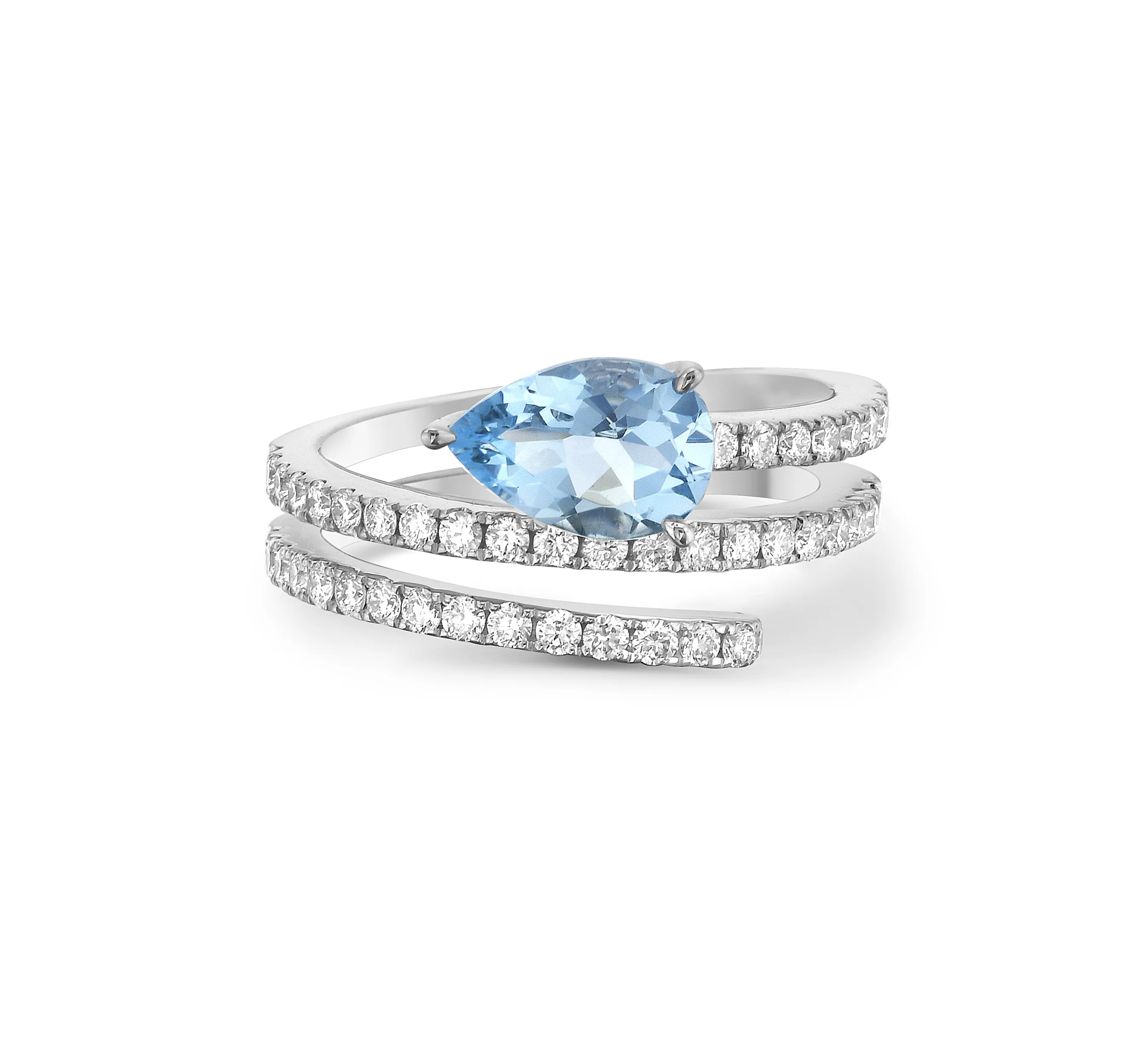 Triple Wrap Diamond Ring with Aquamarine