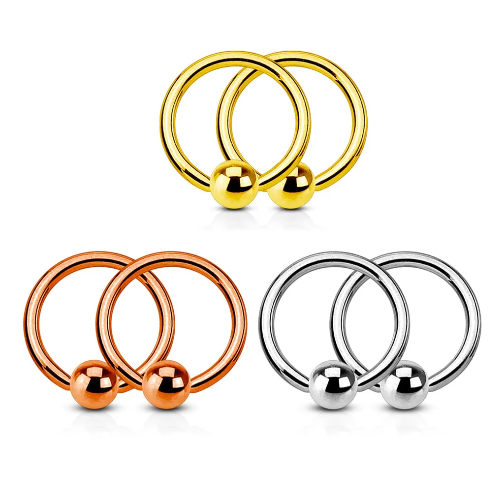 Value Pack 3 Pairs Annealed 316L Surgical Steel WildKlass Captive Bead Rings. Polished, Gold IP and Rose Gold IP pack