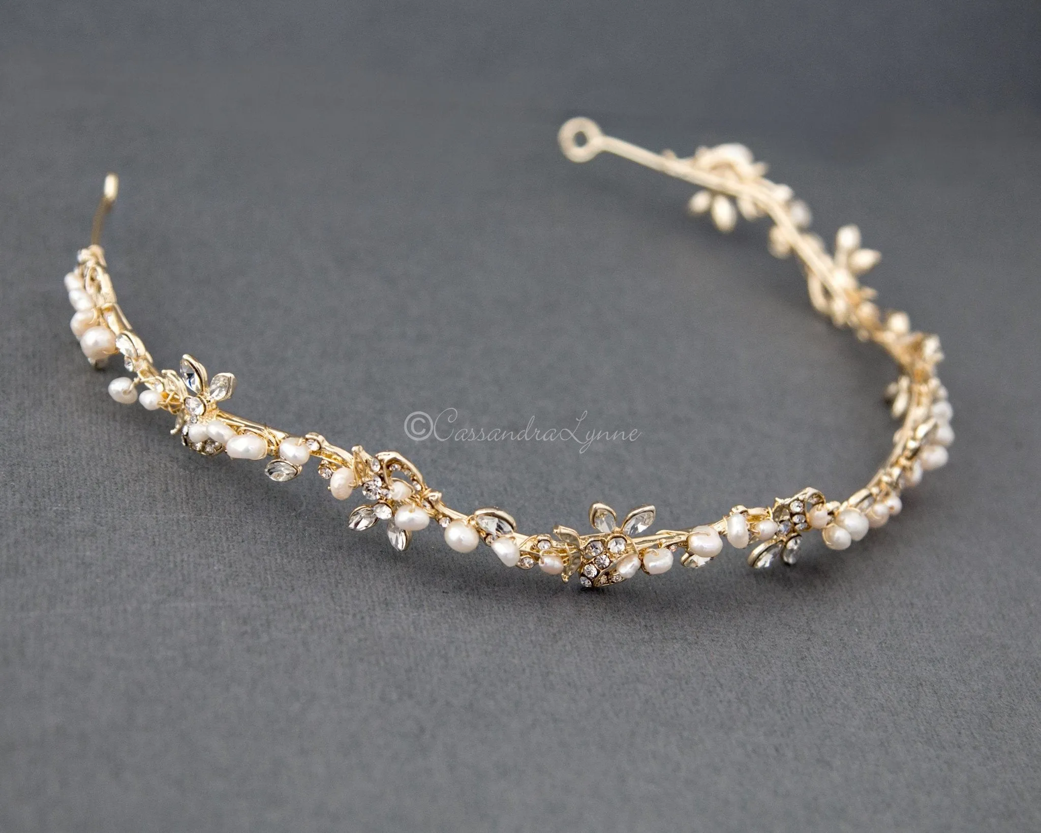 Vine Bridal Tiara Headband with Pearls