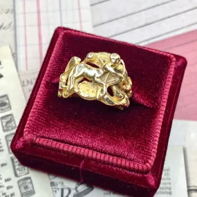 Vintage 14K Yellow Gold Zodiac Sagittarius Ring