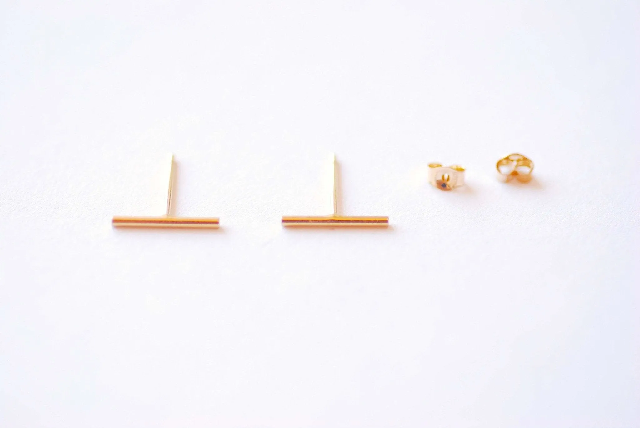 Wholesale 14k Gold Filled Bar Stud Earrings - Minimalist Bar earrings, Simple Every Jewelry, Gold Filled Stud Earrings Short Bar Stick Earrings